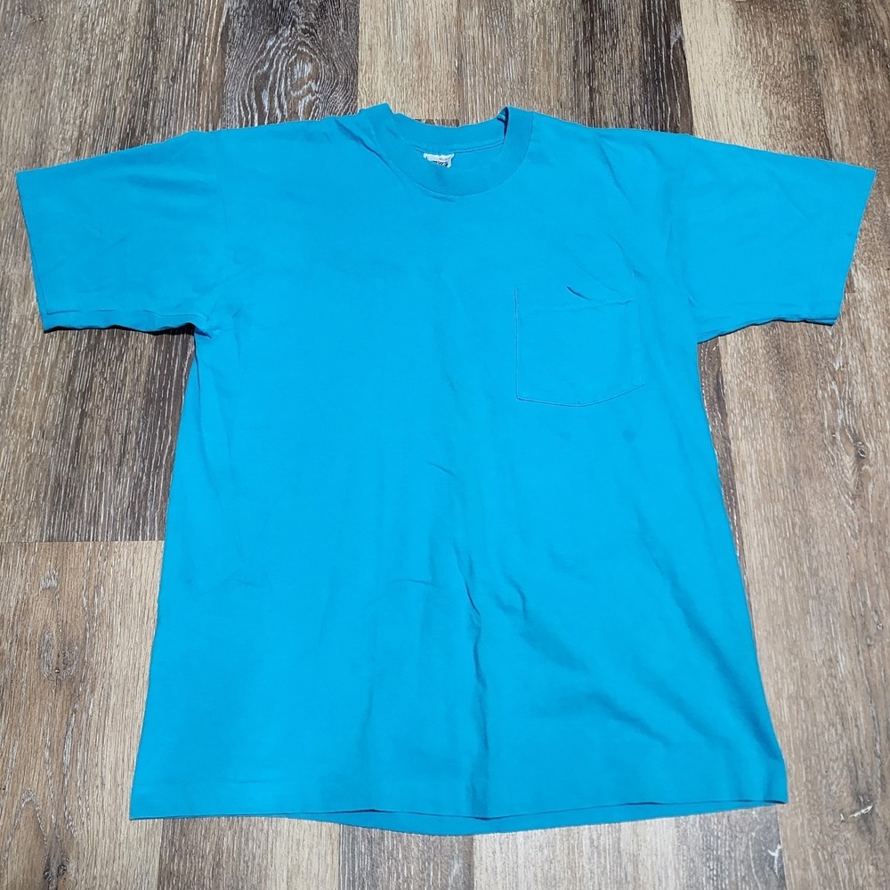 Vintage BVD Blank Selvedge Pocket Shirt Mens Size Large Blue Made In USA 90s
